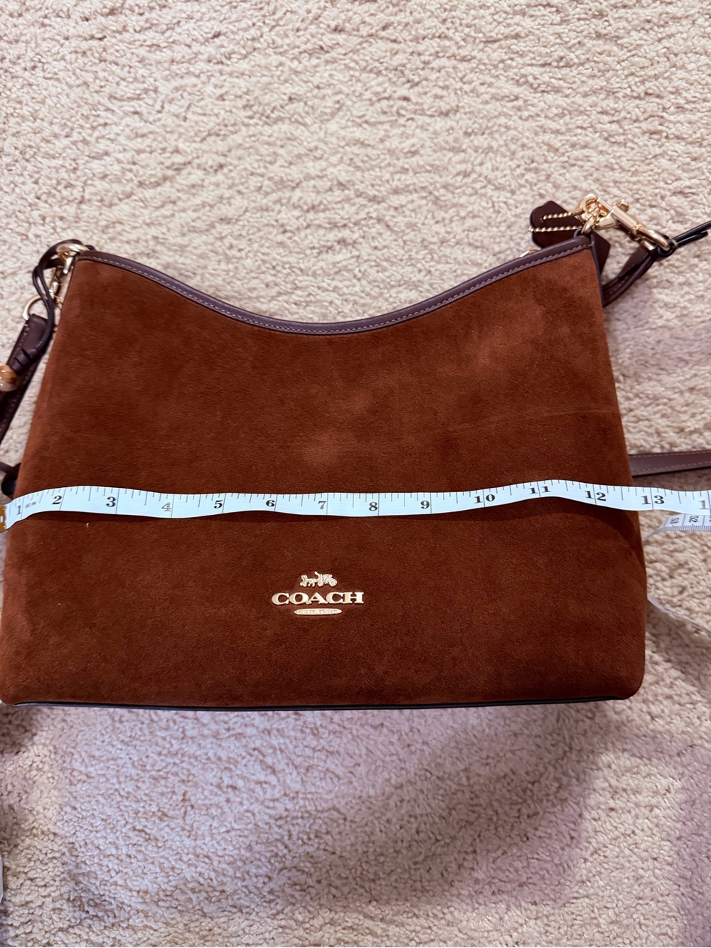 Coach Laurel Brown Suede crossbody Bag with Tassel Charm - new w/o never worn - Picture 4 of 8